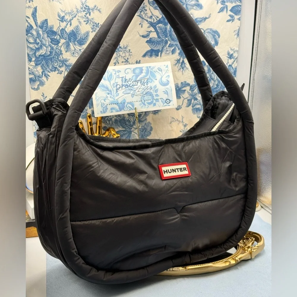 🆕 HUNTER 🧿 NWOT Large Framed Puffer Bag, Black *MISSING CROSSBODY STRAP*